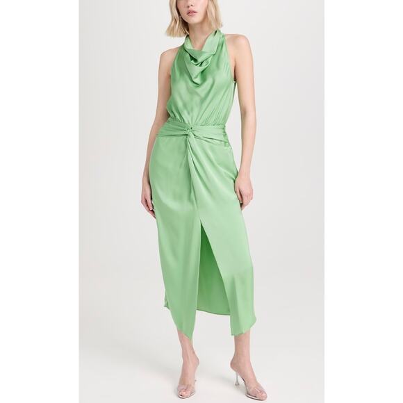 Ramy Brook Indie Dress Jade Green Satin Size XS NWT Luxe Chic Romantic Timeless